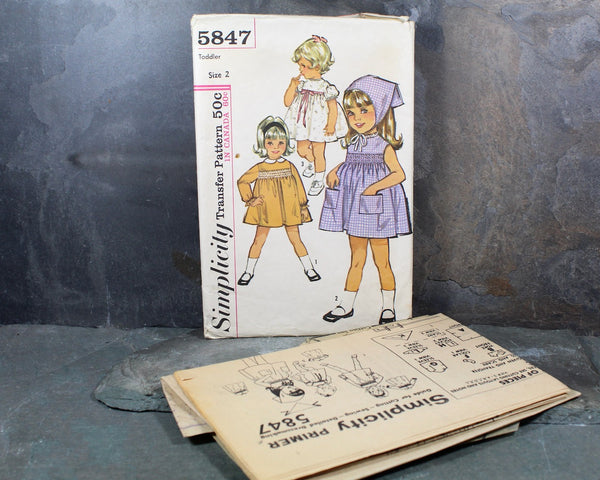 1964 Simplicity #5847 Toddler Girls Dress Pattern | Size 2 | Partially Cut & FACTORY FOLDED