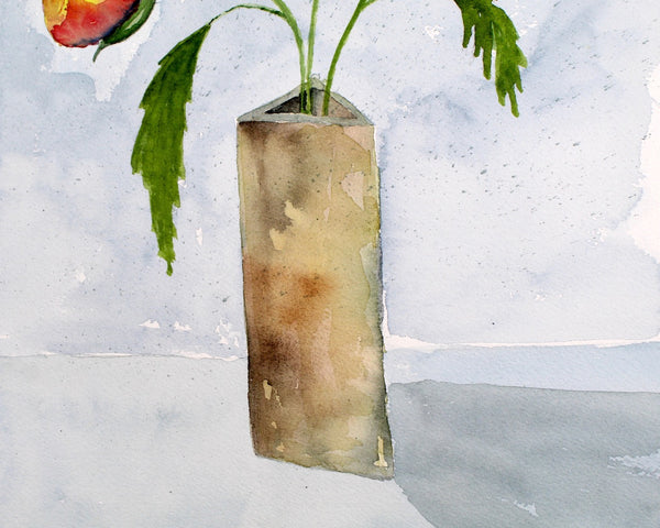 Original Watercolor by Julia Blackbourn -  Unsigned Original Watercolor with Paintings On Both Sides: "Tulips" and "People" - UNFRAMED