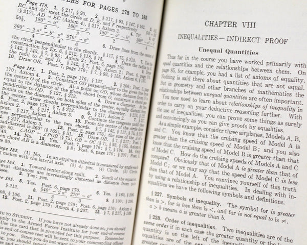 Plane Geometry 2-Book Course | 1943 United Armed Forces Institute | WWII Military Text Books | Vintage Geometry