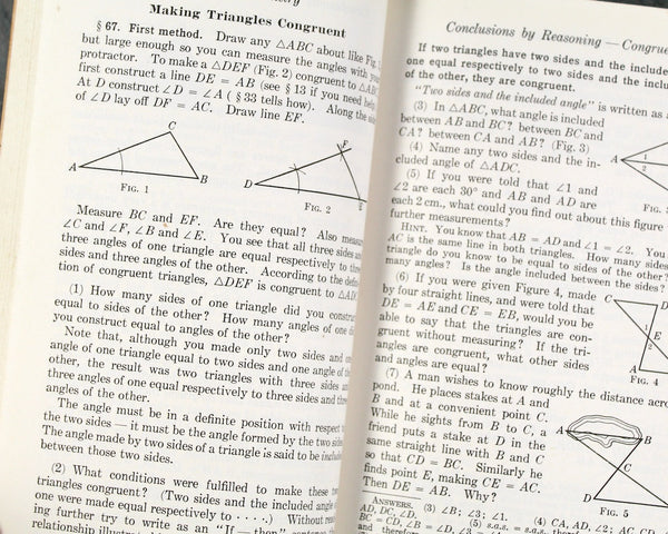 Plane Geometry 2-Book Course | 1943 United Armed Forces Institute | WWII Military Text Books | Vintage Geometry