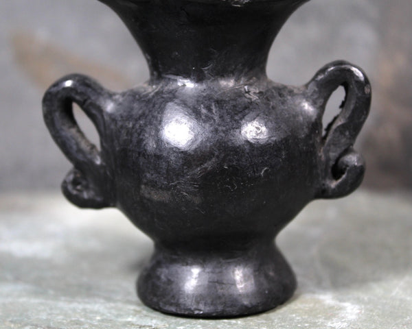 Vintage Miniature Upcycled Vase Pin Cushion | Black Clay Vases Turned Pin Cushion | Handmade