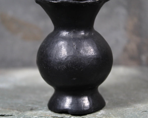 Vintage Miniature Upcycled Vase Pin Cushion | Black Clay Vases Turned Pin Cushion | Handmade