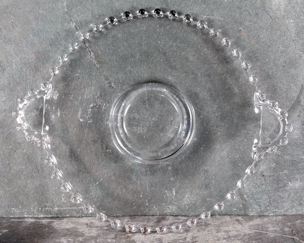 Vintage Boopie Glass 7" Two Handled Plate | Bubble Glass Serving Plate | Small Serving Plate with Handles