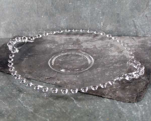 Vintage Boopie Glass 7" Two Handled Plate | Bubble Glass Serving Plate | Small Serving Plate with Handles