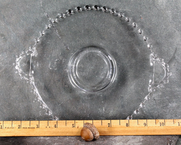 Vintage Boopie Glass 7" Two Handled Plate | Bubble Glass Serving Plate | Small Serving Plate with Handles