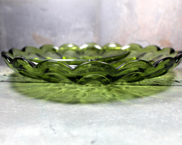Anchor Hocking Fairfield Avocado Divided Glass Dish - Mid-Century Glass