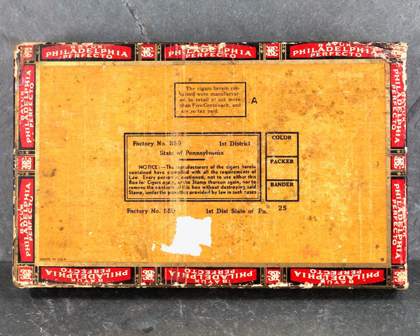 Vintage Bay Philadelphia "Phillies" Perfecto Box | Five Cent Box | Cardboard Phillies Box