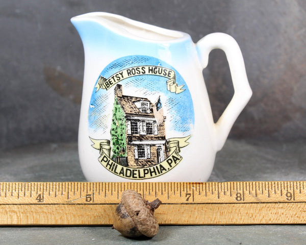 Vintage Betsy Ross House Souvenir Ceramic Creamer | Vintage Philadelphia Pennsylvania Souvenir | Revolutionary War Landmark