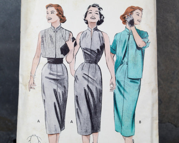 1950s Butterick #6895 Dress Pattern | Size 14/Bust 32" | COMPLETE Cut Pattern in Original Envelope
