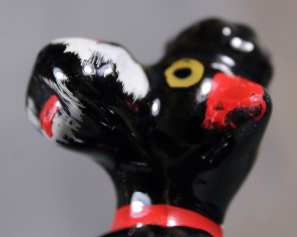 Set of 2 Black Poodle Figurines | Vintage Mid-Century Ceramic Poodles | Sitting Up Pose | Circa 1950s | Made in Japan | Puppy Love