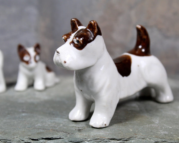 Jack Russel Terrier Mom & Pups Figurines - Circa 1950s - Made in Japan