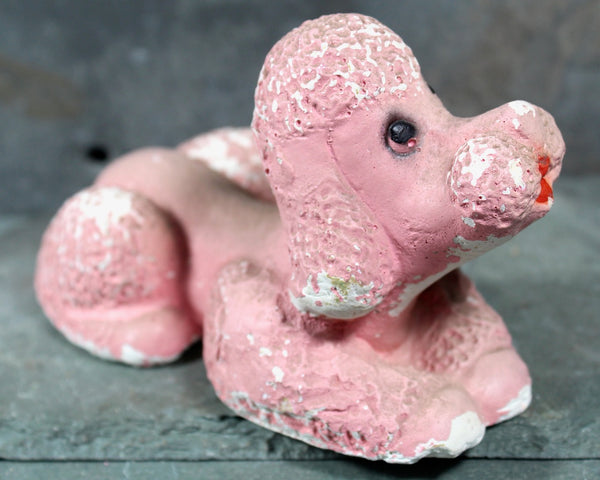 Carnival Chalkware Pink Poodle | Carnival Chalkware Dog | Vintage Clay Poodle | Vintage Pink Poodle