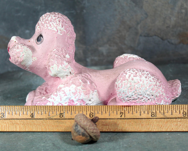 Carnival Chalkware Pink Poodle | Carnival Chalkware Dog | Vintage Clay Poodle | Vintage Pink Poodle