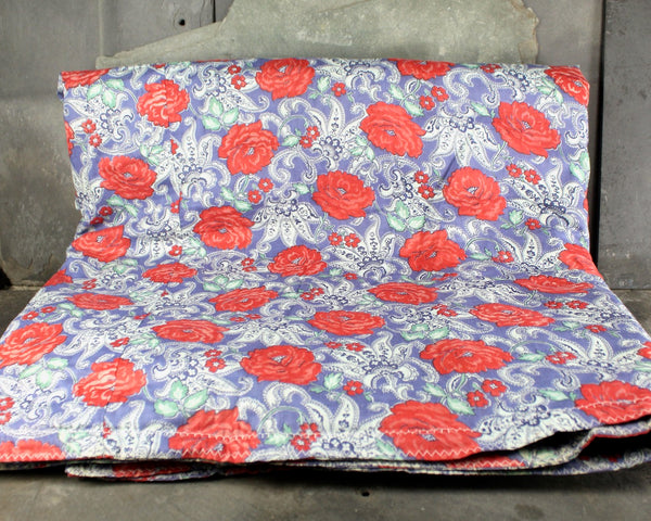 Vintage Cotton Coverlet - Rose Patterned Coverlet - Hand Made Coverlet - 76"x38" - Perfect for the Foot of the Bed