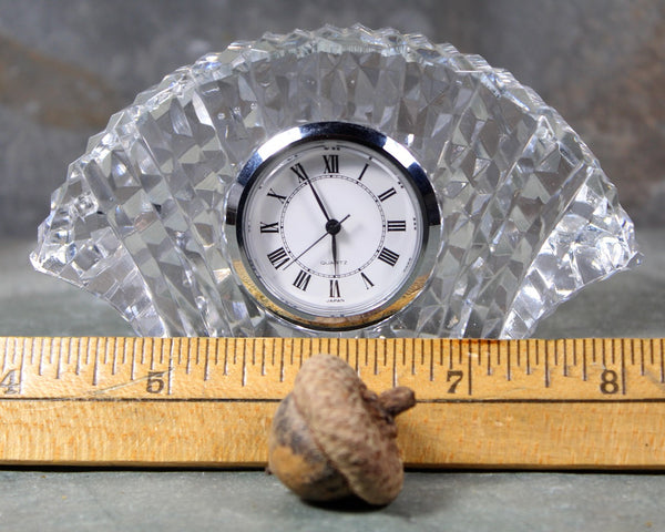 Fan Shaped Crystal Small Clock | Tudor England Crystal with Quartz Clock Face | UntestedFunction | Fan Shaped Clock
