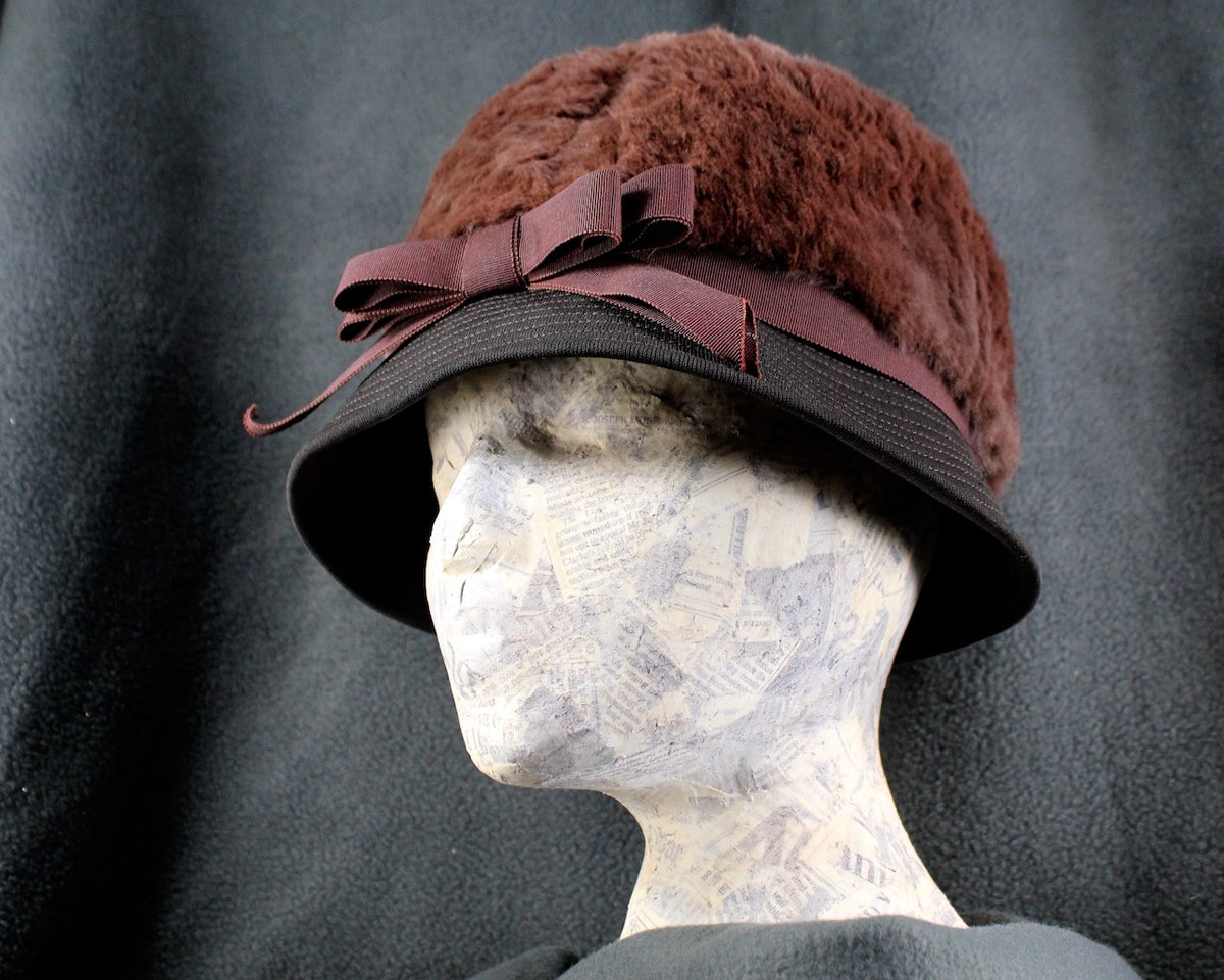 Fabulous Vintage Bubble Cloche Fuzzy Hat La Rose Faux Fur