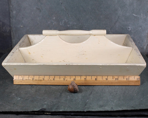 Charming Vintage Painted Wooden Tray with Handle | Wooden Tray with Carrying Handle | Vintage Gardener's Tool Box