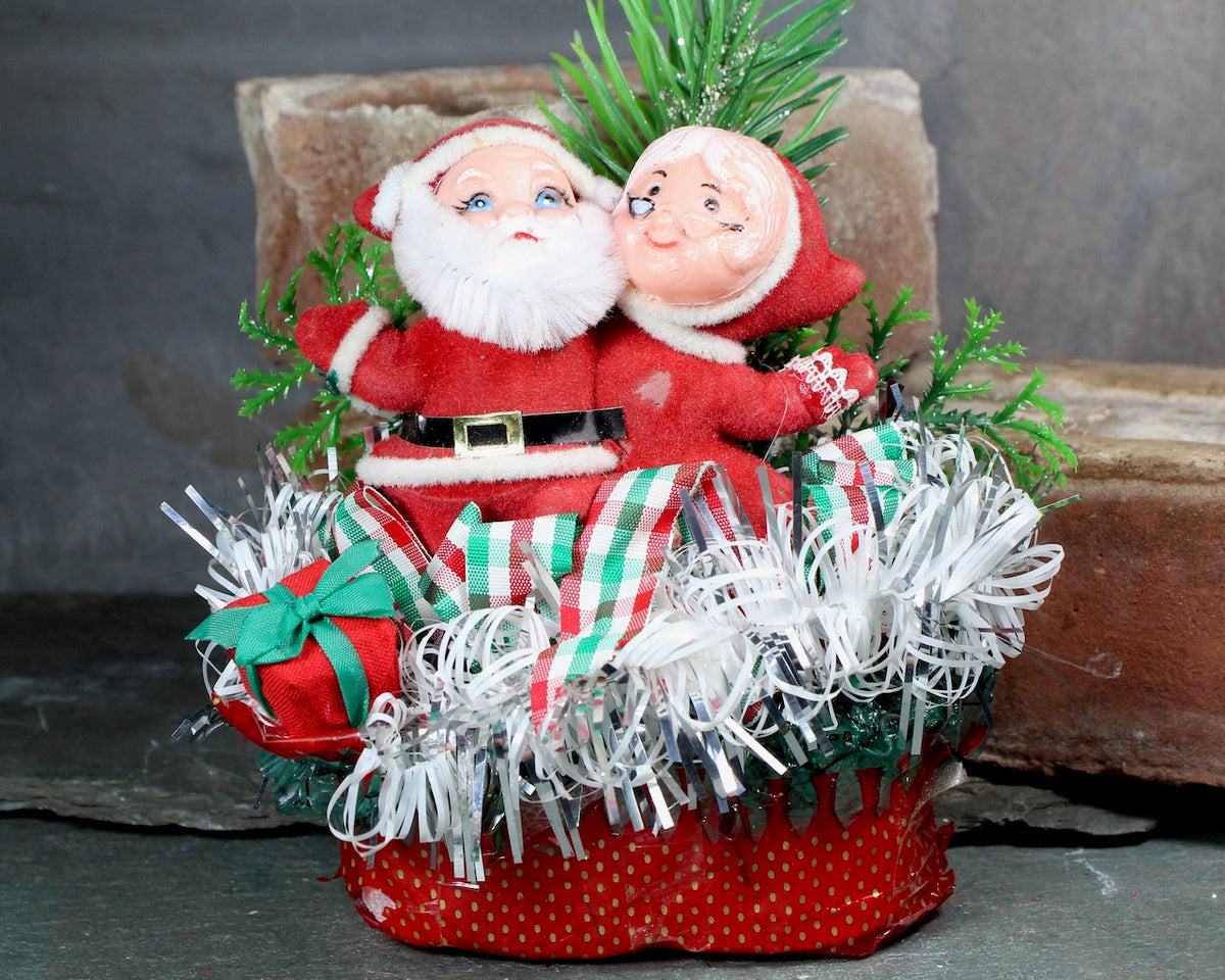 Vintage Christmas Plant Stakes Floral Sticks Gift Santa Teddy Mrs Claus