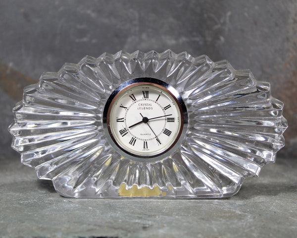 Lead Crystal Small Clock | Crystal Legends Clock | Godinger Handmoulded in West Germany