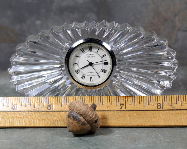 Lead Crystal Small Clock | Crystal Legends Clock | Godinger Handmoulded in West Germany