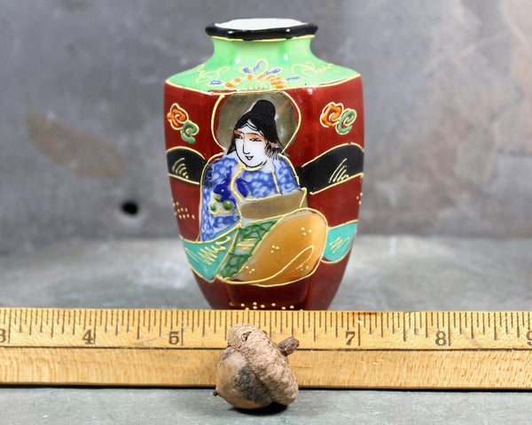 Mini Satsuma Moriage Vase | Japanese Enameled Bud Vase | Hand Painted TT Made in Japan | Vintage Asian Decor