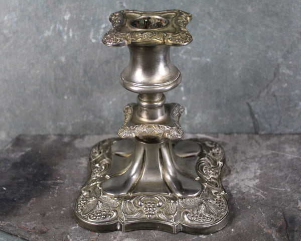 Vintage Pewter Candlestick | Ornate Candlestick | Holiday Table Decor | Grape Themed Candlestick