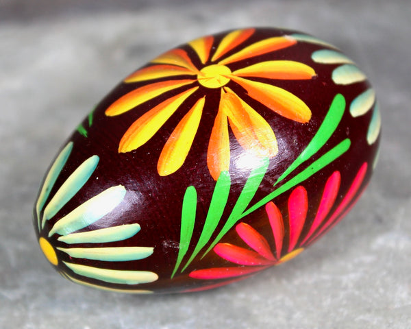 Vintage Lacquered Easter Eggs | Set of 3 Decorative Eggs | Wooden Eggs Hand Painted | Bold Colors | Easter Eggs