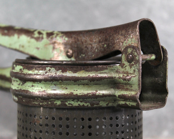 Antique Potato Ricer - Vintage Industrial Decor - Vintage Kitchen - Metal Potato Ricer - Green Paint