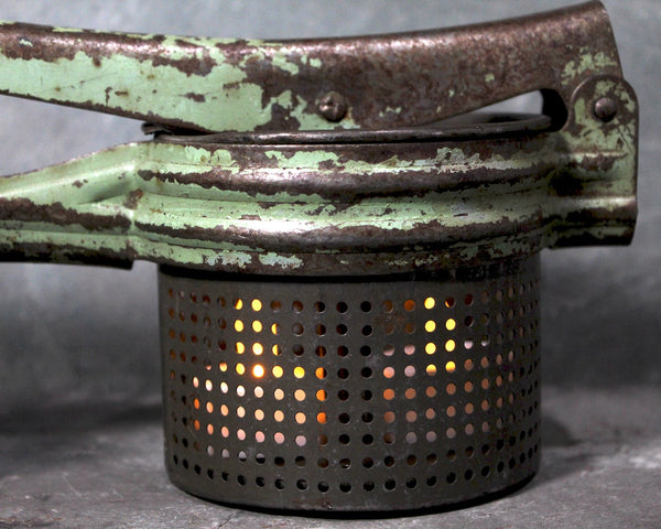 Antique Potato Ricer - Vintage Industrial Decor - Vintage Kitchen - Metal Potato Ricer - Green Paint