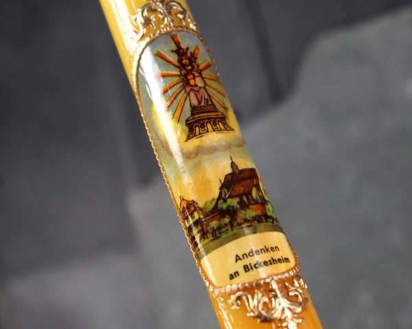 Vintage Set of 2 German Souvenir Candles "Andenken an Bickesheim" Candles in Original Plastic Wrap | Souvenir of the Pilgrimage Church