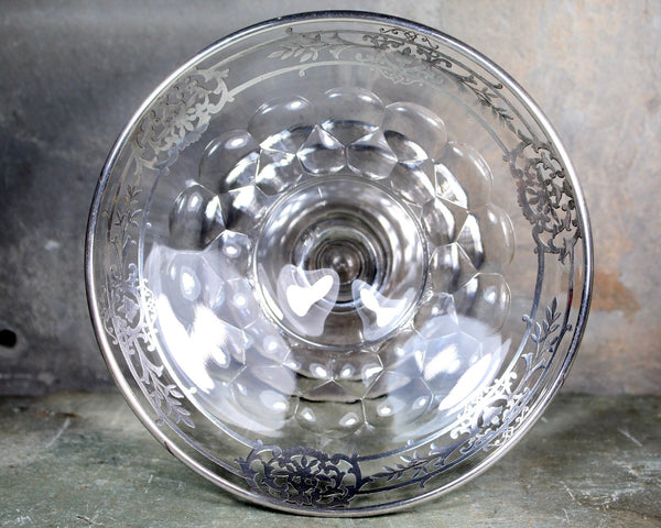 Gorgeous Glass Candy Dish with Silver Overlay