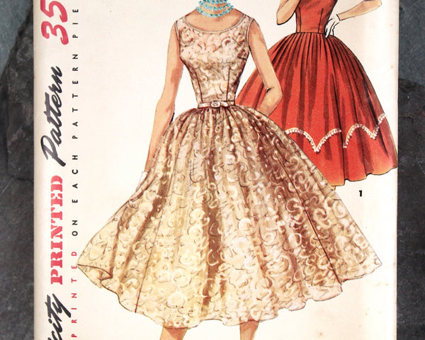 1953 Simplicity #1158 Dress Pattern | Size 16/Bust 34" | COMPLETE Cut Pattern in Original Envelope