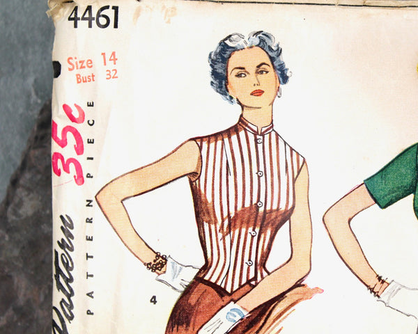 1950s Simplicity #4461 Blouse Pattern | Size 14/Bust 32" | COMPLETE Cut Pattern in Original Envelope