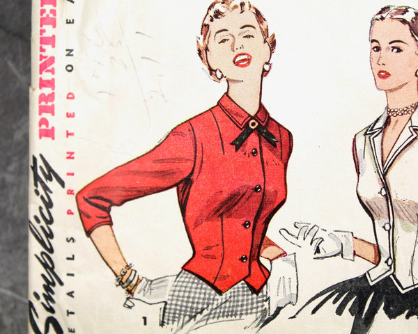 1950s Simplicity #4461 Blouse Pattern | Size 14/Bust 32" | COMPLETE Cut Pattern in Original Envelope