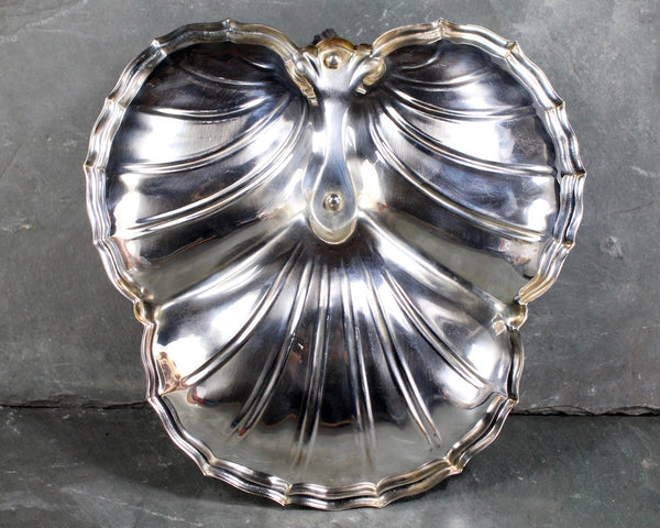 Divided Serving Dish - Silver-plate with Pewter Handle - Perfect for Nuts, Fruit, Candy - Autumn Table Decor