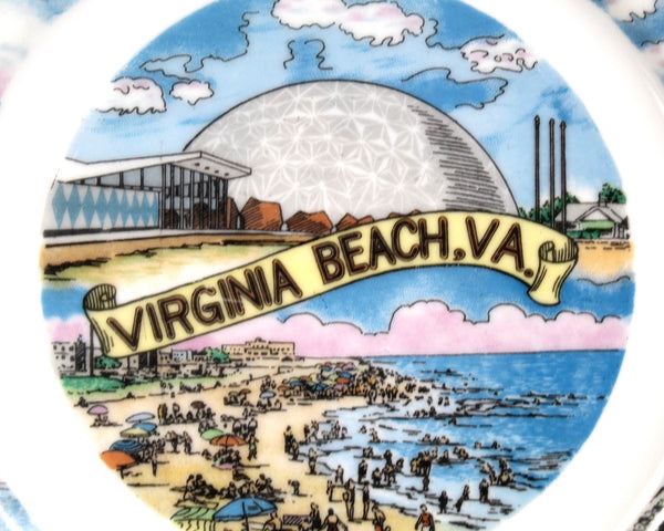 Vintage Virginia Beach Souvenir Plate | Full-Color Virginia Beach Souvenir Plate | Circa 1960s