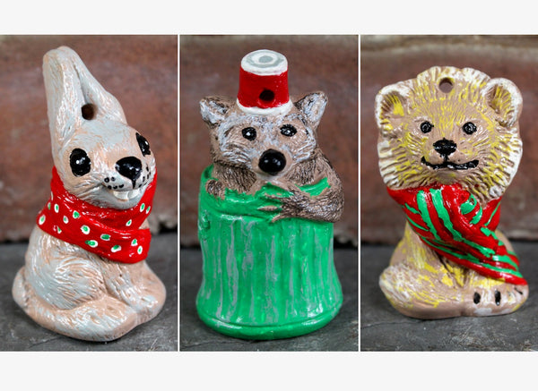 Vintage Wee Crafts Christmas Creatures Ornaments | Kit #1052 | Set of 9 Painted Pre-Cast Ornaments | Circa 1970s/80s