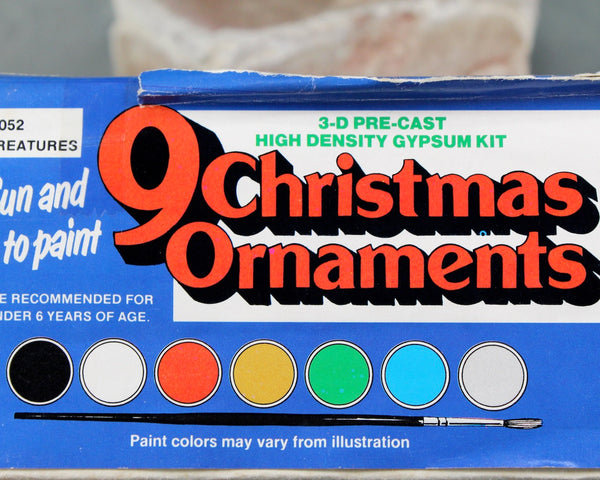 Vintage Wee Crafts Christmas Creatures Ornaments | Kit #1052 | Set of 9 Painted Pre-Cast Ornaments | Circa 1970s/80s