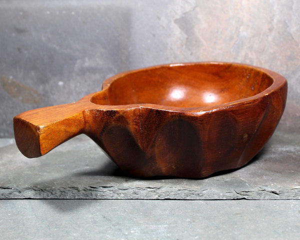 Vintage Mid-Century Carved Wooden Bowl - Pear Shaped Fruit Bowl - Mid-Century - Rustic Modern