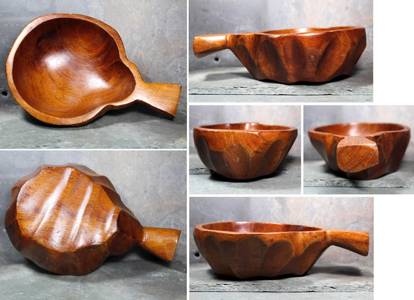 Vintage Mid-Century Carved Wooden Bowl - Pear Shaped Fruit Bowl - Mid-Century - Rustic Modern