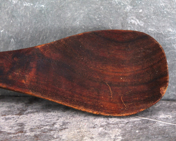 Mid-Century Solid Wood Serving Fork and Spoon | Possibly Walnut | Vintage Table