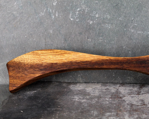 Mid-Century Solid Wood Serving Fork and Spoon | Possibly Walnut | Vintage Table