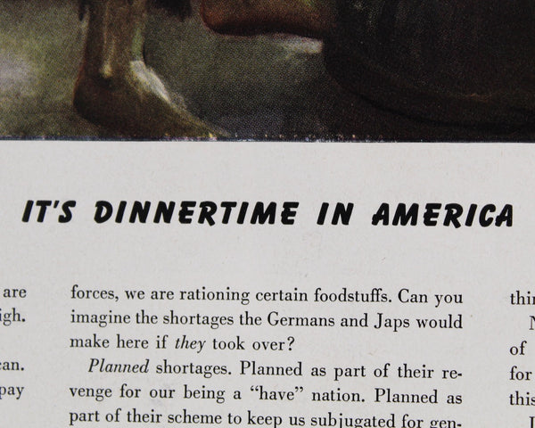 1943 Vintage American Locomotive Advertisement | World War II "It's Dinnertime in America" Ad | UNFRAMED Vintage Ad Page | Ty Mahon