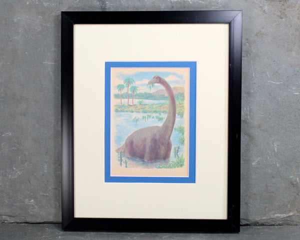 Dinosaur Art for Children's Room - Set of 2 Double-Matted Vintage Children's Book Pages (Not Reprints) - 8x10" MATTED, UNFRAMED