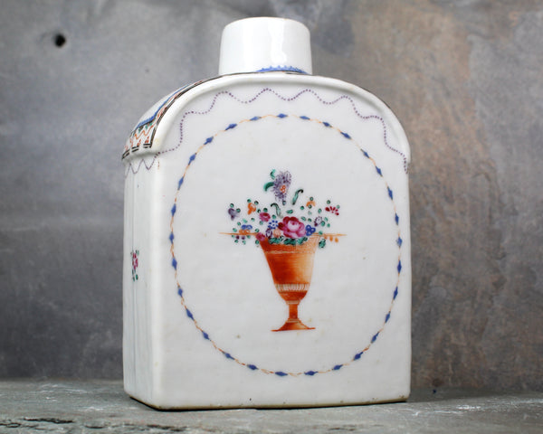 18th Century Chinese Tea Caddy | Floral Pattern | No Lid | Antique Chinese Bottle | Bixley Shop