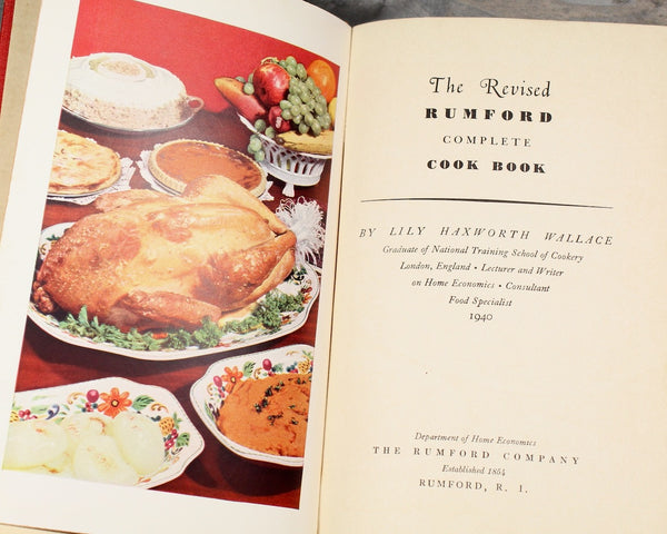 1940 Rumford Complete Cook Book, 11th Edition - Classic Rumford Baking Powder Cookbook