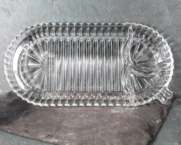 1950s Luncheon Divided Glass Dish | Clear Glass Trinket Tray, Vanity Organizer | Pressed Glass Luncheon Plate | Bixley Shop