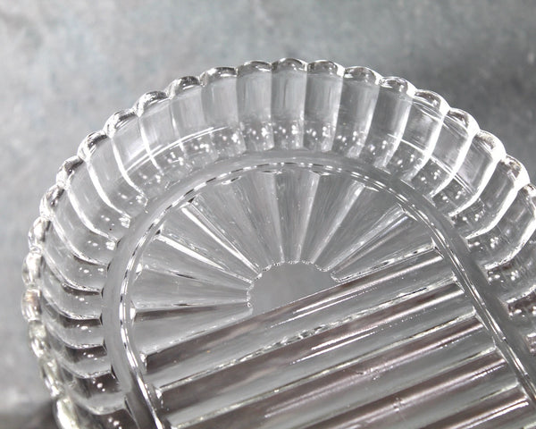 1950s Luncheon Divided Glass Dish | Clear Glass Trinket Tray, Vanity Organizer | Pressed Glass Luncheon Plate | Bixley Shop