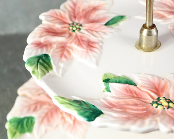 Vintage Poinsettia Tiered Serving Dish | 1950s Christmas Poinsettia Dish | Bixley Shop