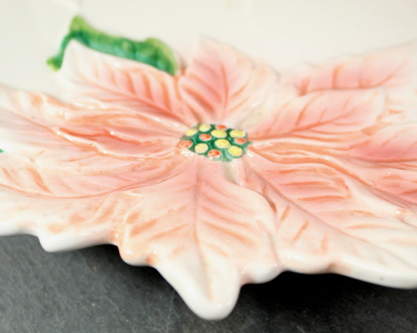 Vintage Poinsettia Tiered Serving Dish | 1950s Christmas Poinsettia Dish | Bixley Shop